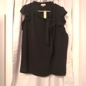 Urban Rose Black Wlegant Tie At Neck Sleeveless Top Size 2X NWT‎